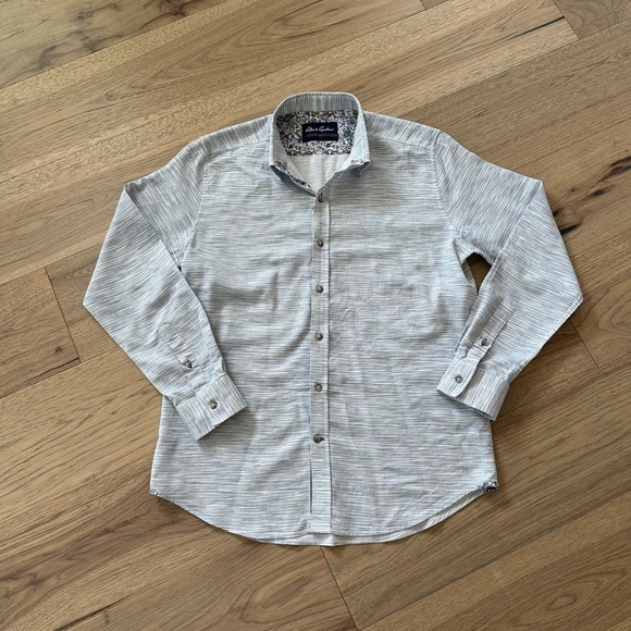 Robert Graham Mens Tailored Fit Blue Gray Button Down Casual Shirt Size Large - Picture 4 of 12